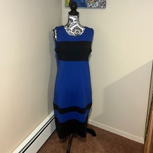 Black and blue block dress